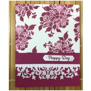 Handmade “Happy Day” Floral Lace Greeting Card